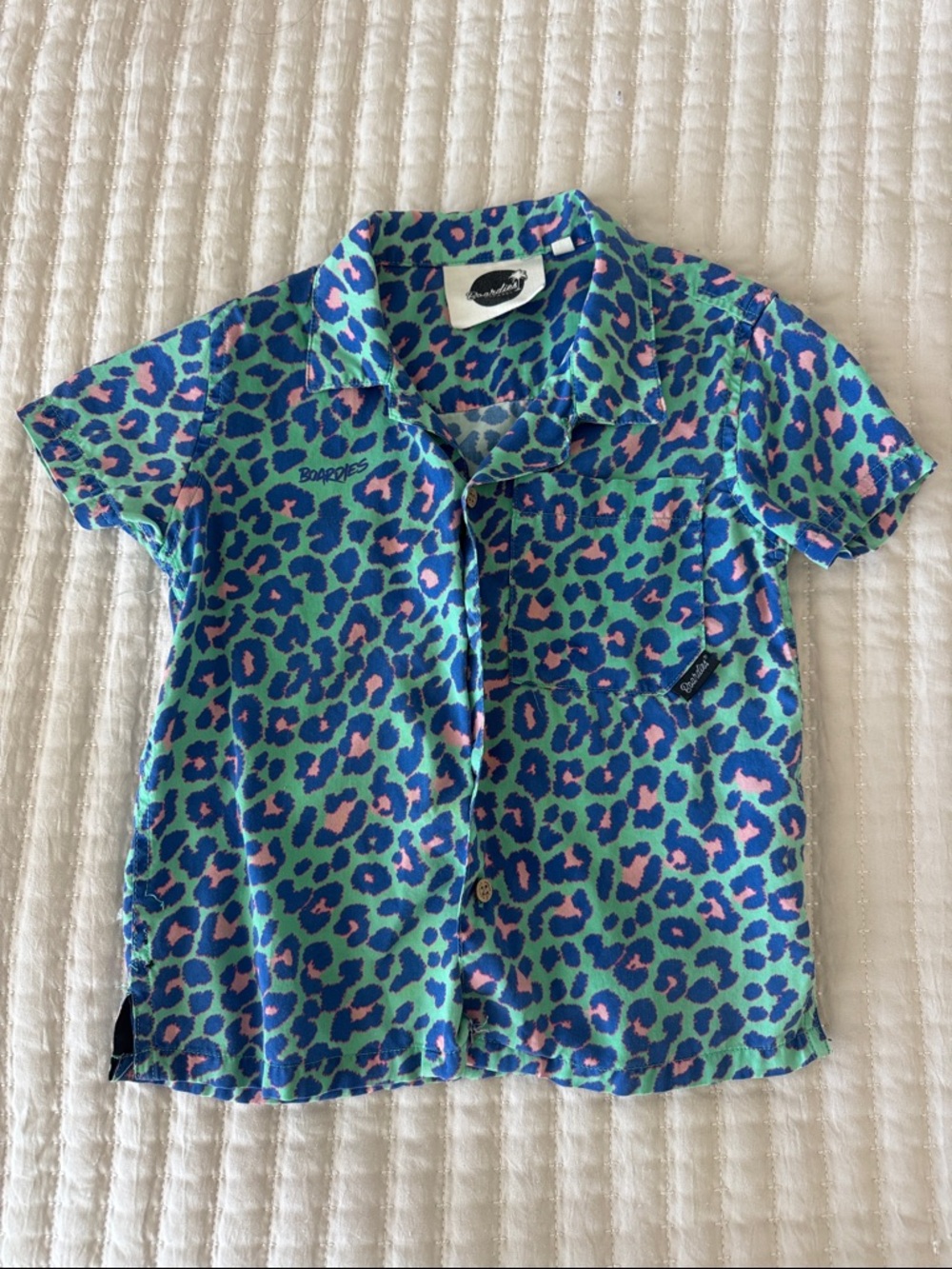 Boardies Kids' Leopard Print Button-Up Shirt | size 3-4T